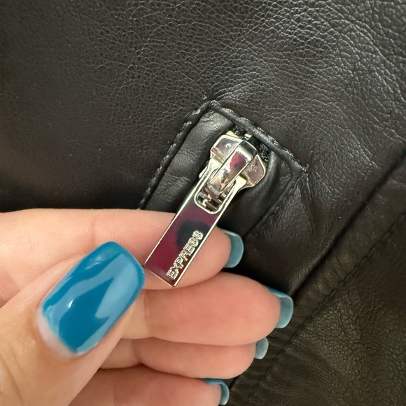 Black faux Leather Moto Jacket with Silver Hardware - Picture 5 of 14